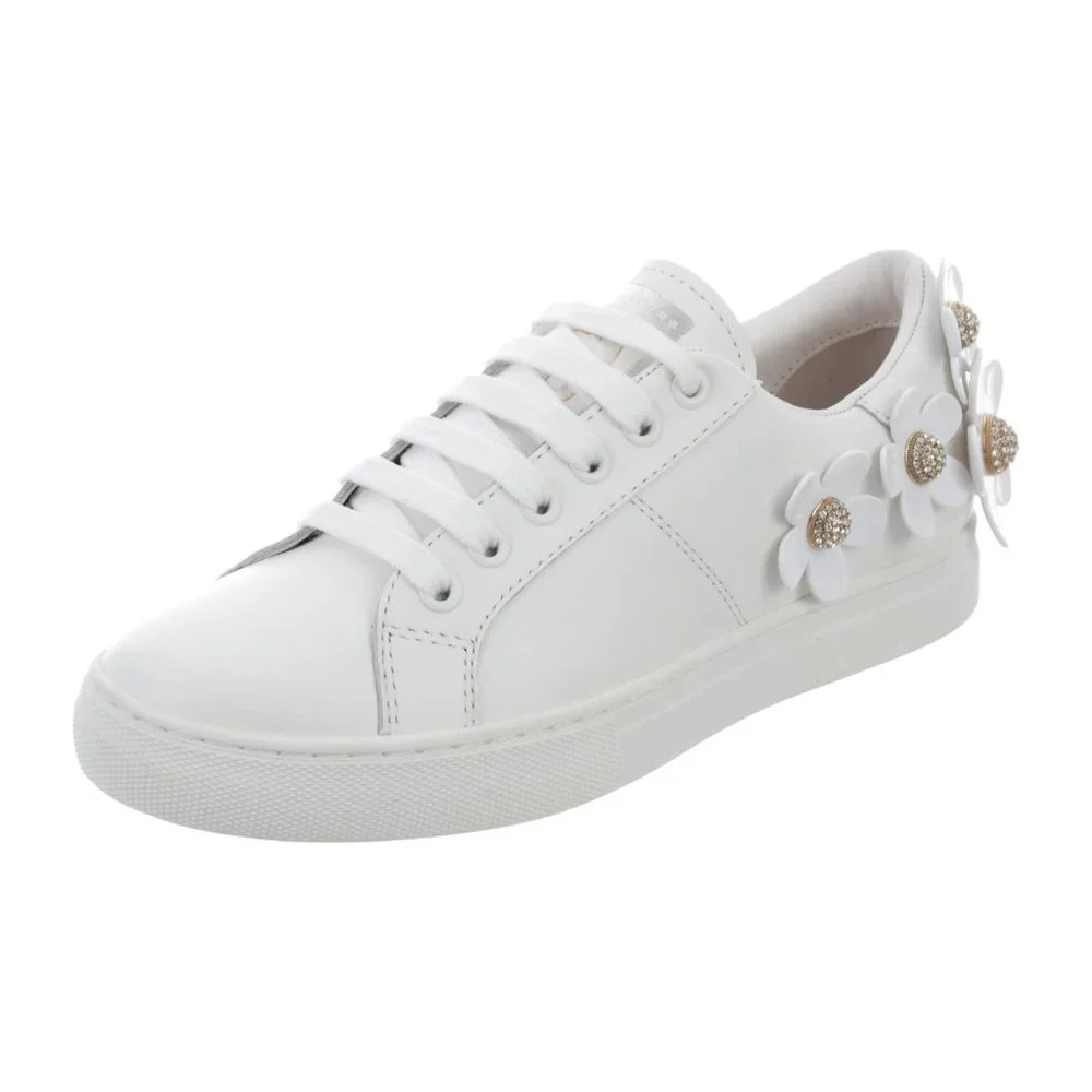Marc Jacobs Women's Slip On White Leather Embellished Daisy Sneakers Sz 37 7